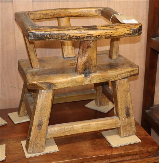 A Chinese elm child's chair H.40cm